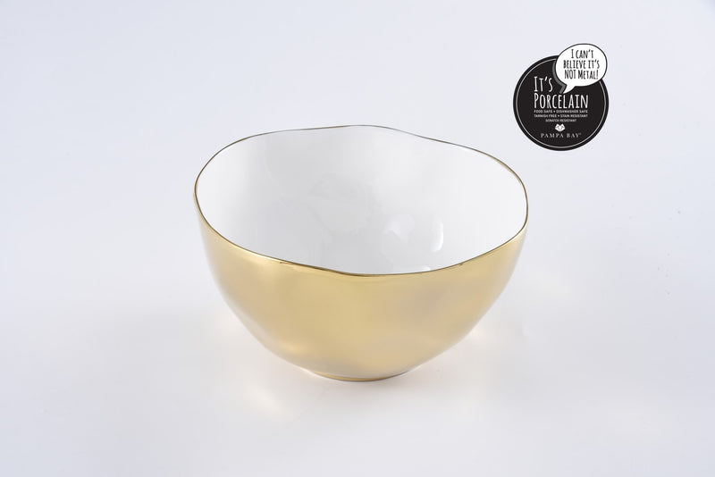 White and Gold Ceramic 7" Bowl