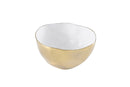 White and gold porcelain serving bowl, 8.5 x 5 inches.