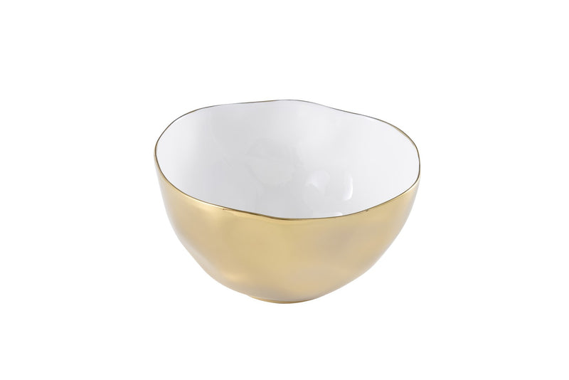 White and Gold Ceramic 7" Bowl