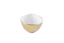 A 6-inch porcelain bowl with an irregular, wavy rim. The exterior is gold, and the interior is glossy white.
