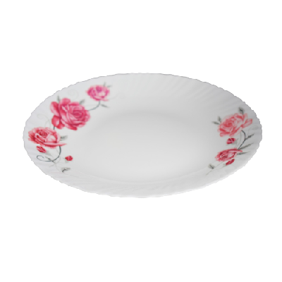 10.5" Opal Glass Rose Design Dessert Plate