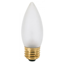 Satco 40 watt frosted B11 torpedo-shaped light bulb with a medium (E26) base, 2700K warm white.