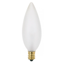  Frosted BA9.5 torpedo-shaped incandescent light bulb with a candelabra (E12) base, 40 watts, warm white.