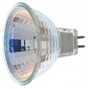 A single 50-watt MR16 halogen light bulb with a clear, faceted glass reflector and a two-pin GX5.3 base.