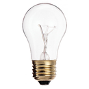 A clear glass 40-watt incandescent light bulb with a visible filament and a brass screw-in base, set against a white background.