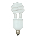 Satco Energy Saver Mini Spiral CFL light bulb, 9W, Soft White 2700K, 550 lumens, $1.08 estimated annual energy cost, 10,000 hours lifetime.