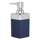 Home Basics Skylar 10 oz. ABS plastic soap or lotion dispenser in a sleek navy blue color with a polished chrome pump mechanism.