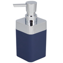 Home Basics Skylar 10 oz. ABS plastic soap or lotion dispenser in a sleek navy blue color with a polished chrome pump mechanism.