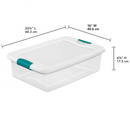 Durable, Stackable Sterilite 32 Quart Latching Storage Box with Teal Latches