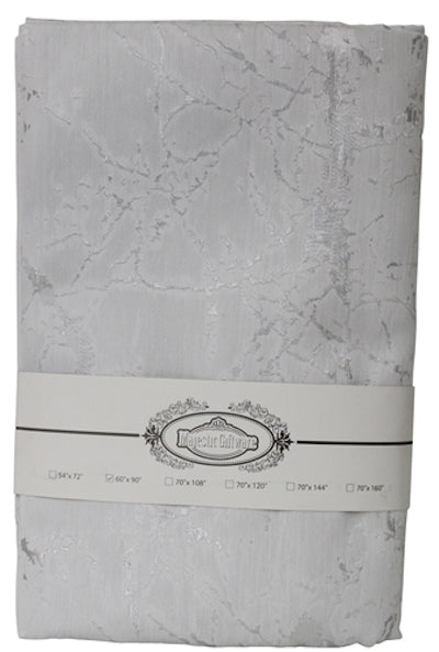 54"x72" Jacquard Tablecloth White/Silver Marble