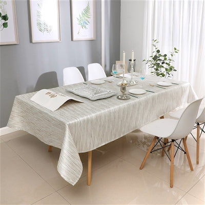 70"x108" Jacquard White/Silver Tablecloth