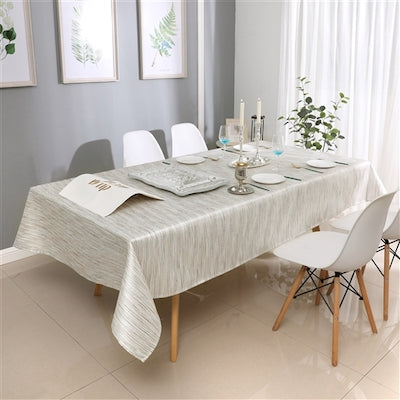 70"x120" Jacquard White/Silver Tablecloth
