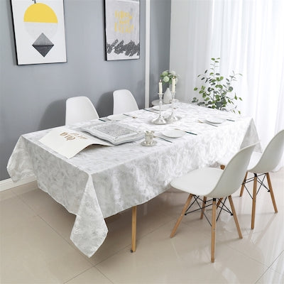 70"x144" Jacquard Tablecloth White
