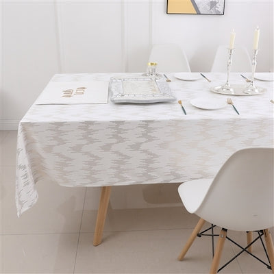 White Dotted Gold Foil Print Tablecloth 60" X 90"