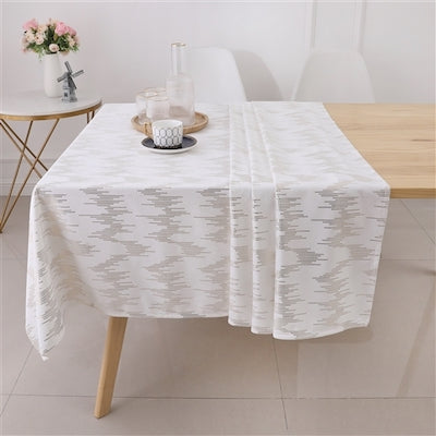 White Dotted Gold Foil Print Tablecloth 60" X 90"