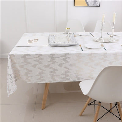 70"x120" White Dotted Gold Foil Print Tablecloth