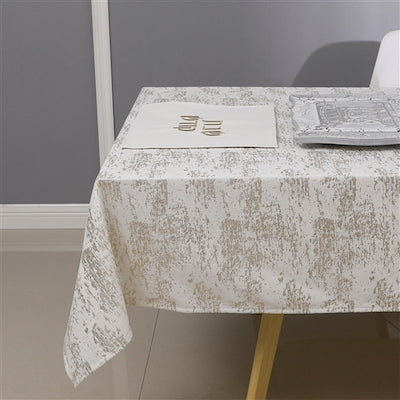 70"x108" Jacquard Tablecloth Gold Mosaic Print