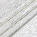 Folded silver mosaic velvet tablecloth measuring 70" x 108" displayed on a white background.