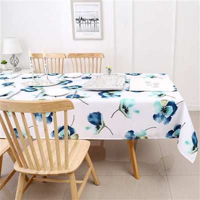 Blue Floral Poly Tablecloth 60" X 90"