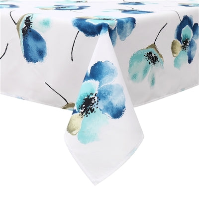 Blue Floral Poly Tablecloth 60" X 90"