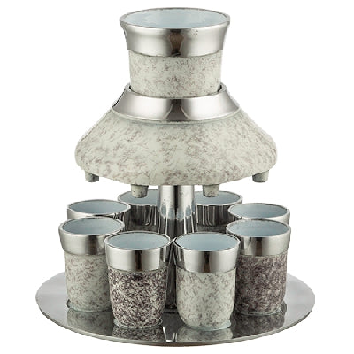 Aluminum Wine Divider With 8 Kiddush Cups 21cm- Pearl