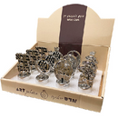 A display box presents an assortment of decorative wine corks embellished with intricate designs, such as Hebrew letters and grape patterns. Ideal for elevating your wine collection, it is labeled "Assorted Wine Cork" and features the brand "Art Judaica" at the bottom.