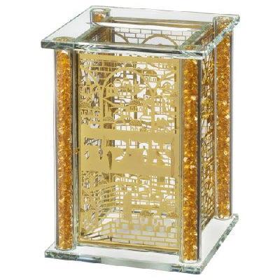 Crystal Tzedakah Box With Metal Plates 13*9cm