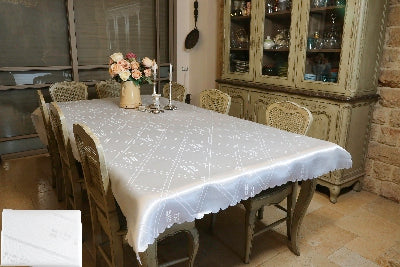 55" x 138" White Shabbat Tablecloth