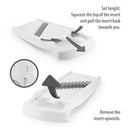 A white mandoline slicer with a large metal blade angled across its surface. The top has a handle with the word "Borner" embossed on it. 