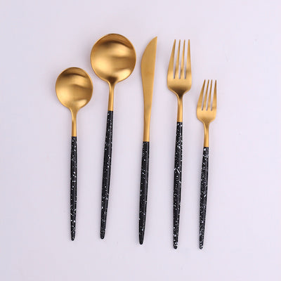 Marble Black/Gold 18/10 Stainless Steel Cutlery 20pc Set