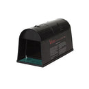Enclosed black plastic Victor electronic rat trap with a tunnel-like entrance, designed for safe and sanitary indoor use for catching rats.