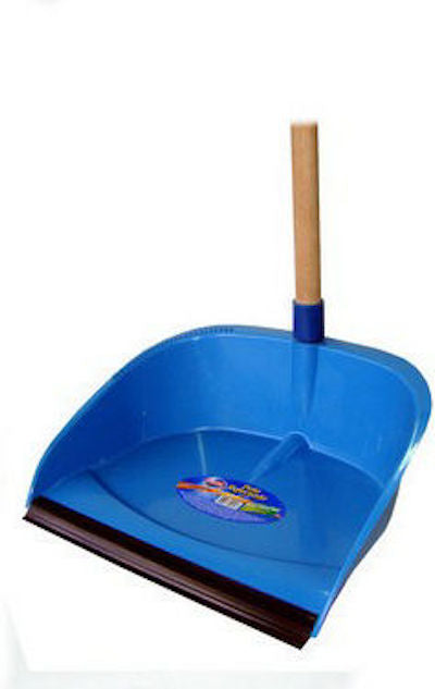 Standing Dust Pan With Long Wood Handle
