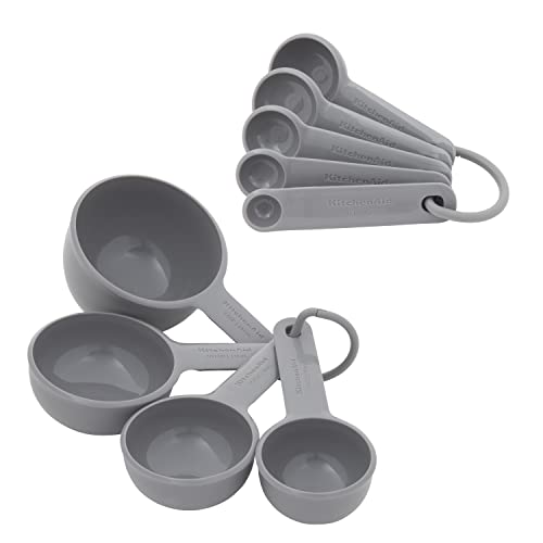 KitchenAid Universal Measuring Cup and Spoon Set Dishwasher Safe, 9 Piece, Gray