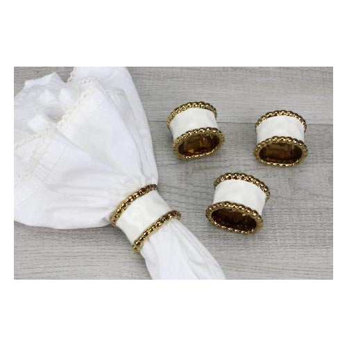 Pampa Bay Porcelain Golden Salerno Napkin Ring - Set of 4