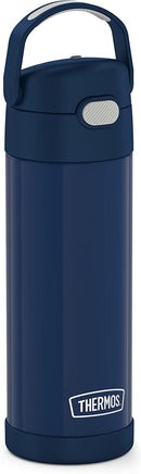 THERMOS FUNTAINER 16 Ounce Stainless Steel Vacuum Insulated Bottle with Wide Spout Lid, Navy