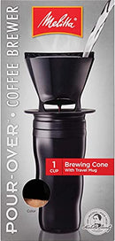 Melitta Cone Pour-Over Coffee Brewer and Ready Set Joe Mug, Black