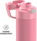 THERMOS FUNTAINER 16 Ounce Stainless Steel Vacuum Insulated Bottle with Wide Spout Lid, Pink
