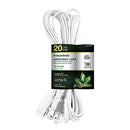 GoGreen 20 Ft 16/2 3 Outlets, Household Extension Cord, White,