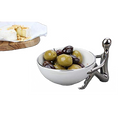 Ceramic White and Silver Snack Bowl