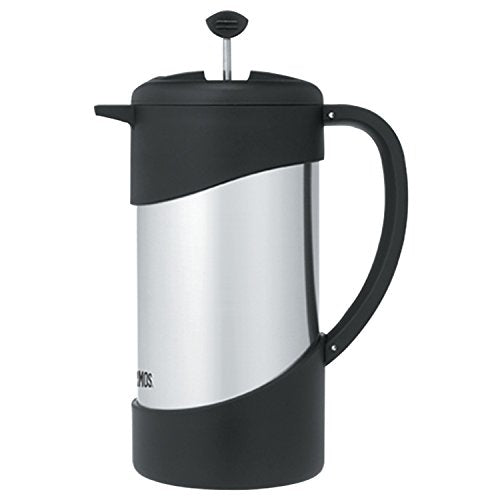 Thermos 34 Ounce Vacuum Insulated Stainless Steel Coffee Press, Stainless with Black Accents