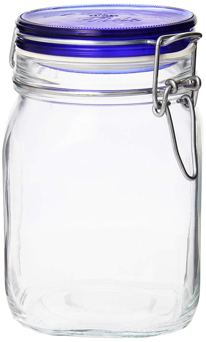 Bormioli Rocco Fido Square Jar with Blue Lid - 33¾ oz 1L