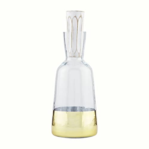 Mud Pie Gold Glass Decanter, 32 oz