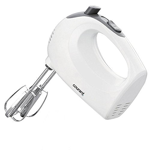 Courant Electric Hand Mixer 5-Speed Control 150W with Chrome Beater Eject Push Button, White