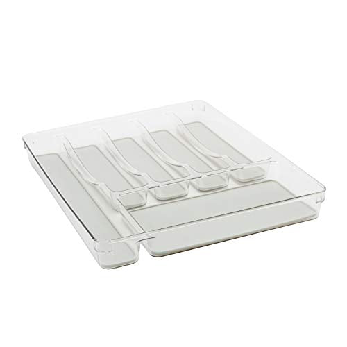 Kitchen Details 6 Compartment X-Large Cutlery Tray, Clear