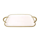 Porcelain Tray White With Gold Beaded Borders