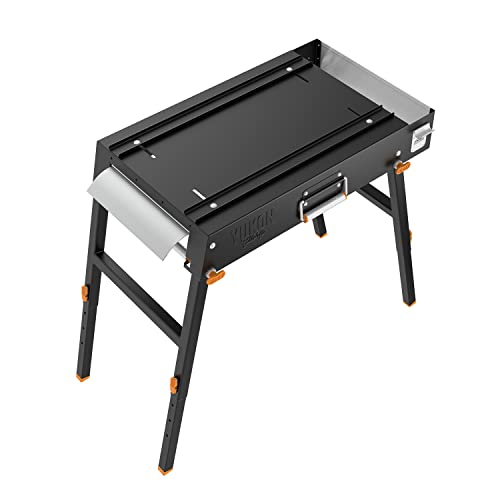 Yukon Glory Universal Portable Grill Table / Flat Top Grill Griddles Stand with Built in Grill Caddy - Designed to Fit Tabletop Blackstone Griddle & Many Others - Outdoor Cooking Camping & Tailgating