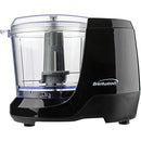 Brentwood black 1.5-cup mini food chopper with stainless steel blades on a white background.