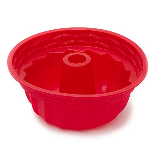 Home Basics Red Silicone Bakeware Fluted Baking Pan