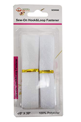 Uniware Sew-On Hook & Loop Fastener 100% Polyester (White/Black, 3.25 Feet Length, 0.8 Inch Width) (White)