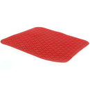 Elbee Home heat-resistant oven mitts in red silicone with extended black fabric cuffs for forearm protection and an easy-clean, non-slip grip.